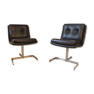 Paire de fauteuils 1970 - simili cuir