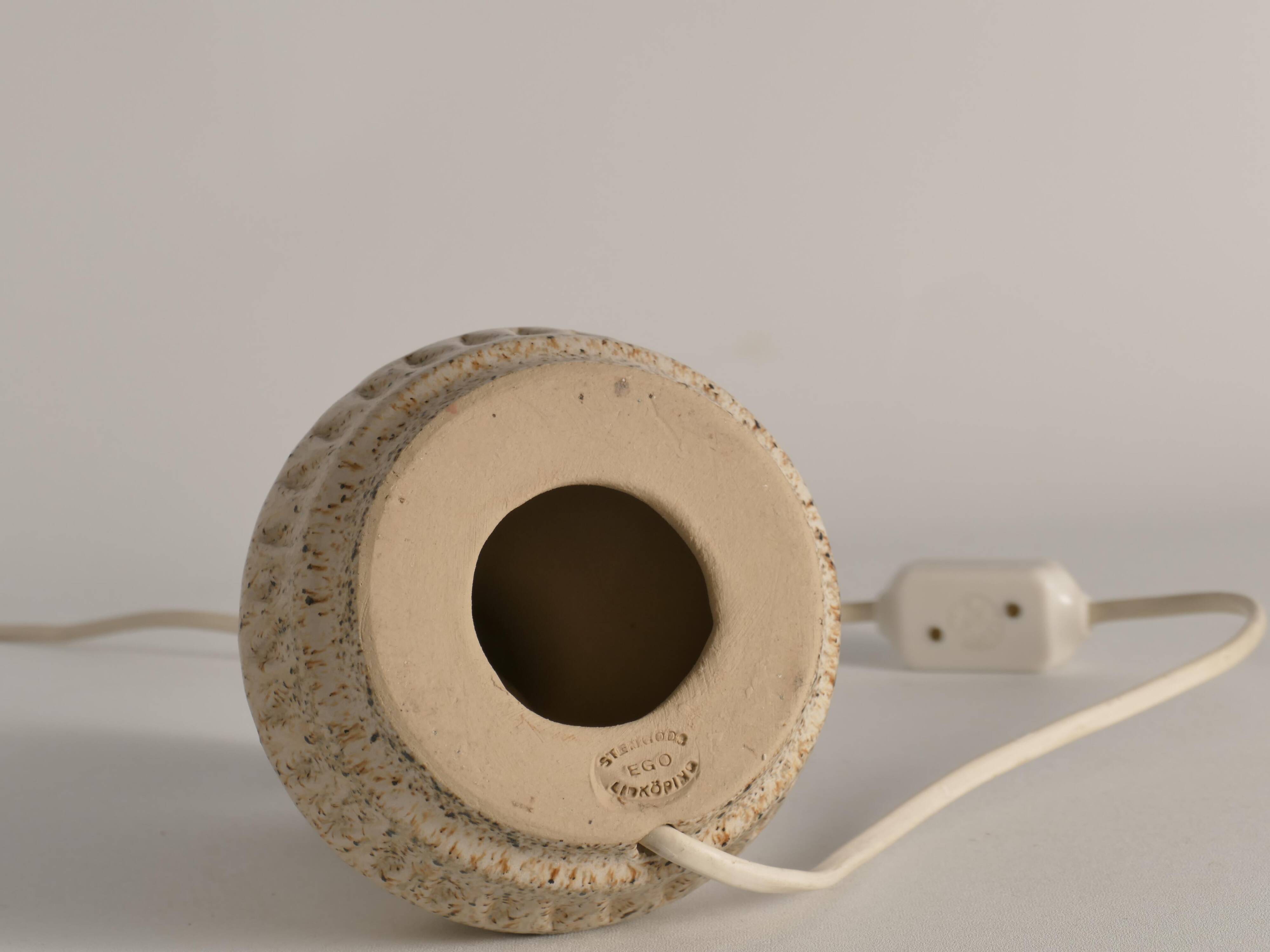 Mid-Century Modern Brown Speckled Stoneware Table Lamp by EGO, Sweden 1960s