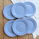 6 vintage sky blue faience dessert plates – Provençal coastal style