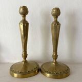 Pair of 29cm gold-plated brass candlesticks