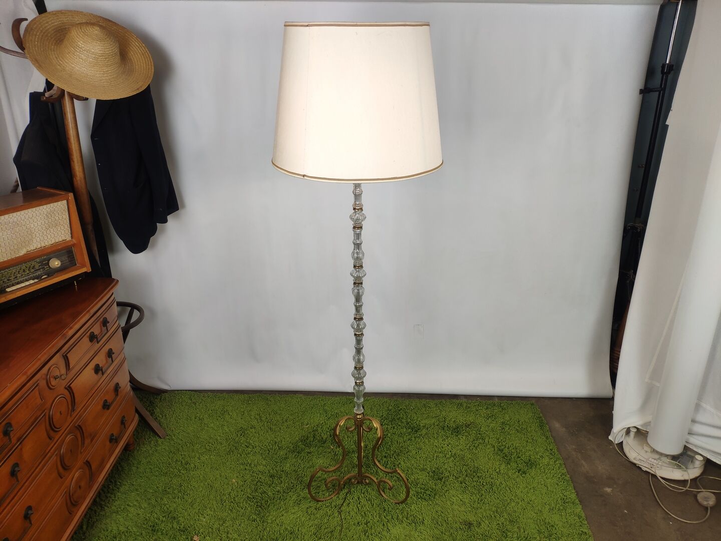 Glass and brass lamppost