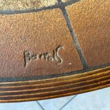 Round oval ceramic coffee table by Barrois Vallauris, 1960, herbarium model