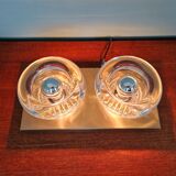 Double wall light in brass and glass, Space Age style, Cosack, 1970