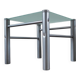 Side table / Vintage end table in frosted glass and metal – An