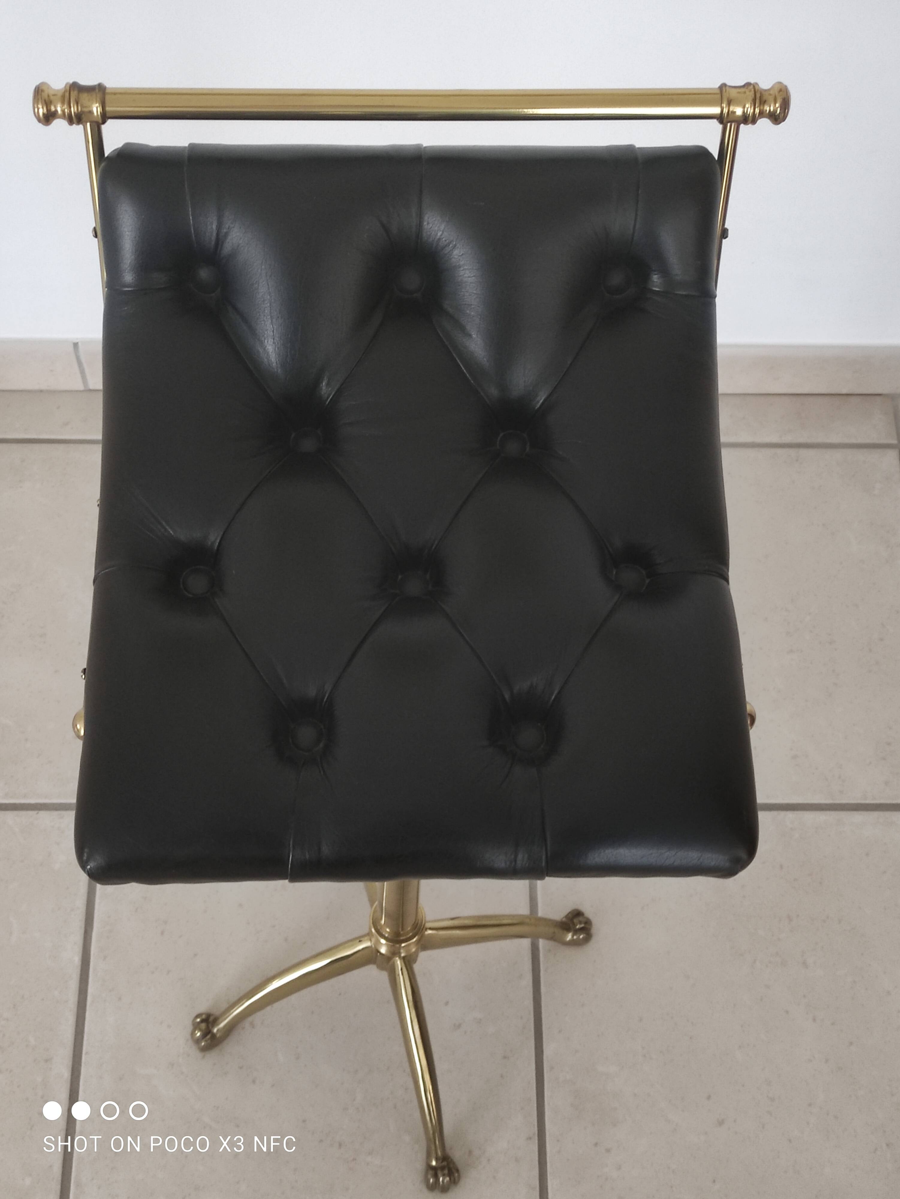 Brass padded leather stool
