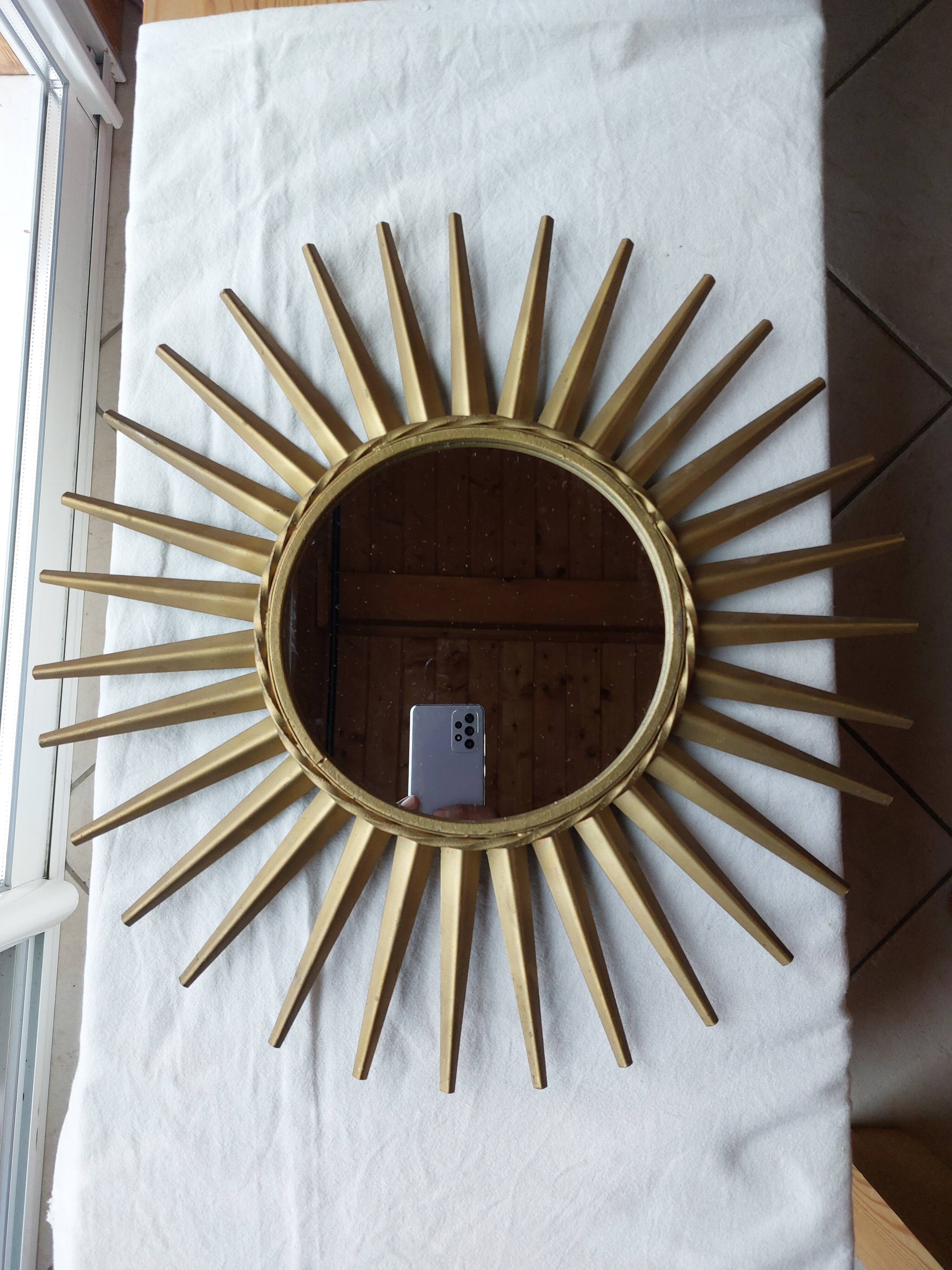 Old chaty vallauris sun mirror brass - 45 cm