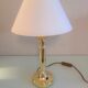 Brass lamp and lampshade fabric ecru / vintage 70s