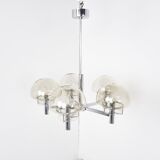 Lustre italien vintage en verre et chrome, années 1970