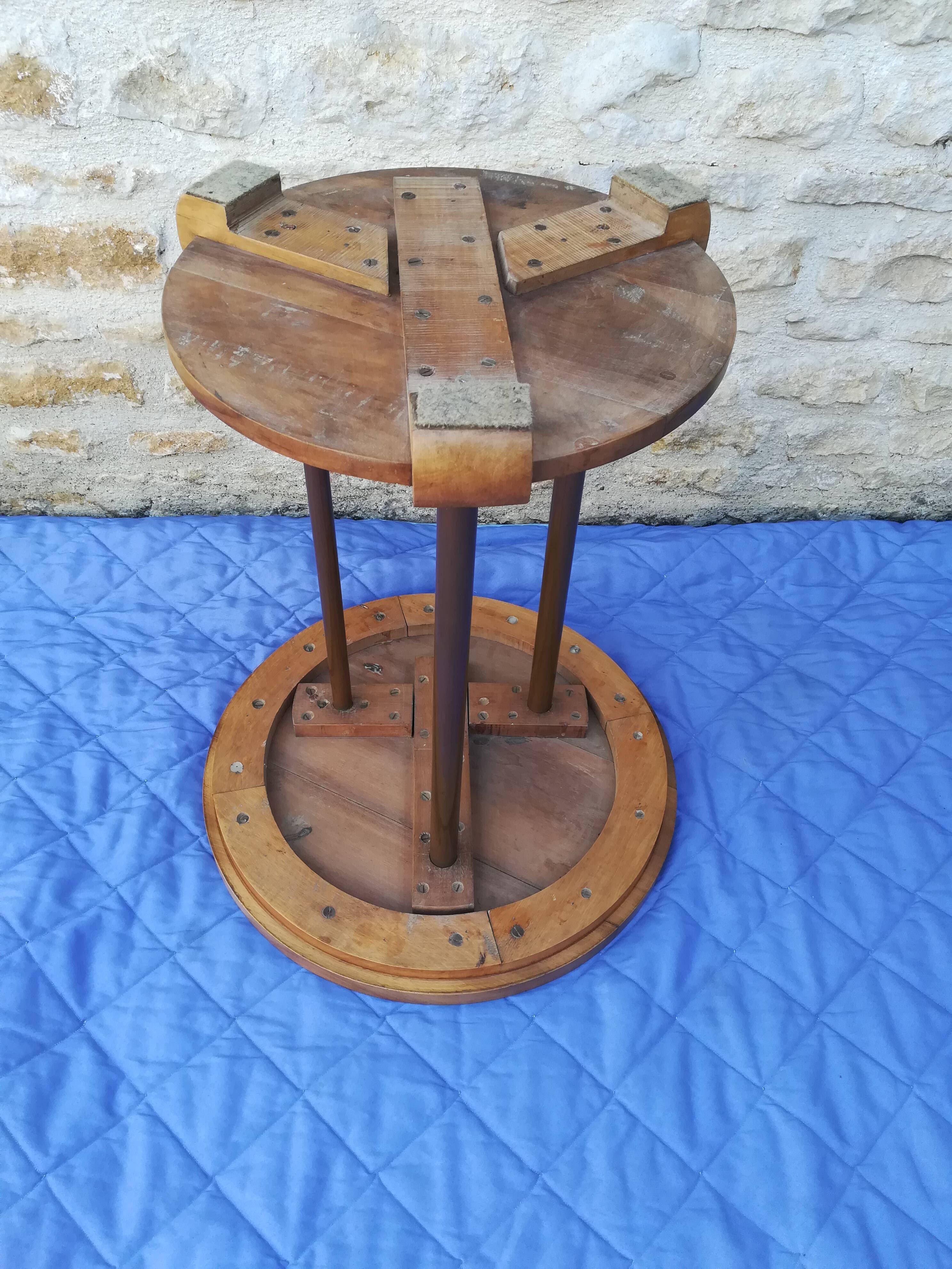 Walnut and copper pedestal table
