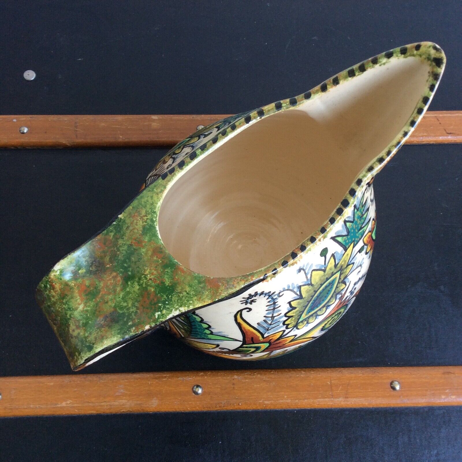 Pitcher Paul Fouillen Quimper faience floral decoration, French hand painted