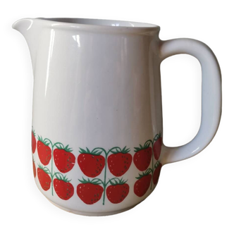 Vintage ceramic strawberry pattern carafe arabia Finland