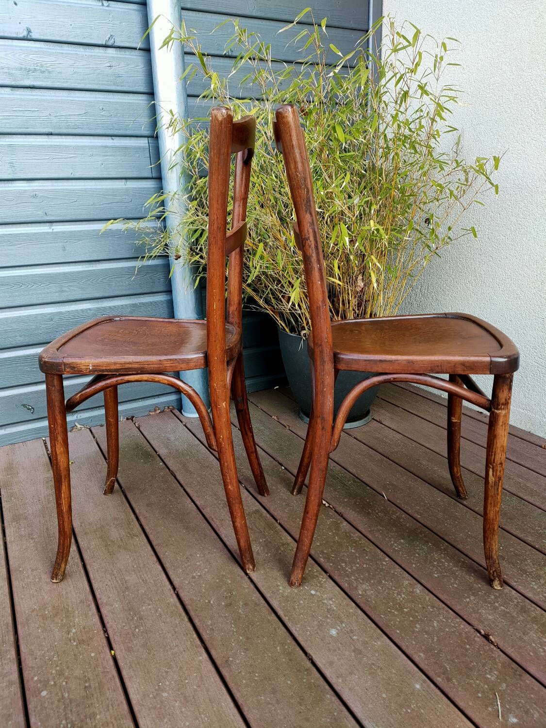 Pair of antique Luterma bistro chairs