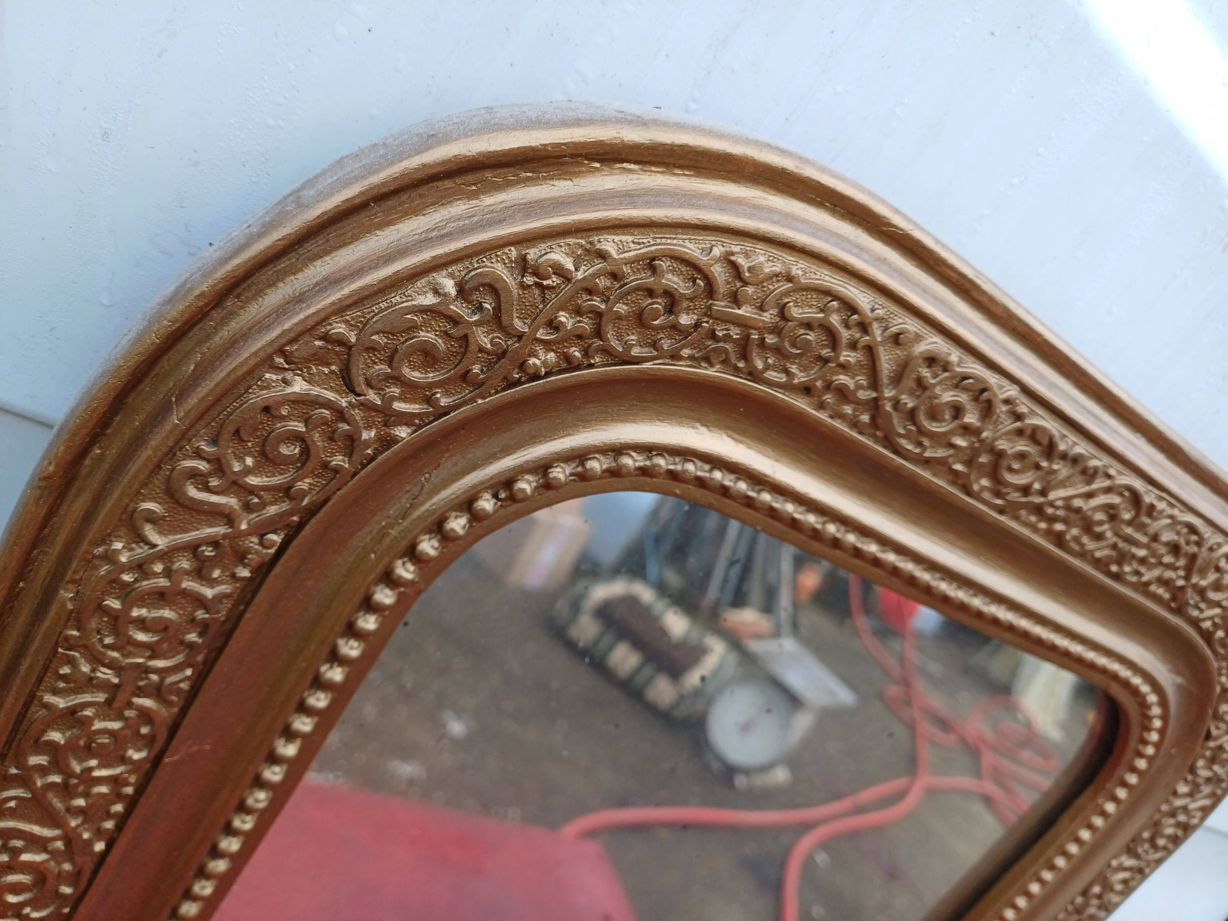 19th century wood and gilded stucco mirror