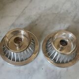 Pair of Keltum Pleet silver metal candlesticks