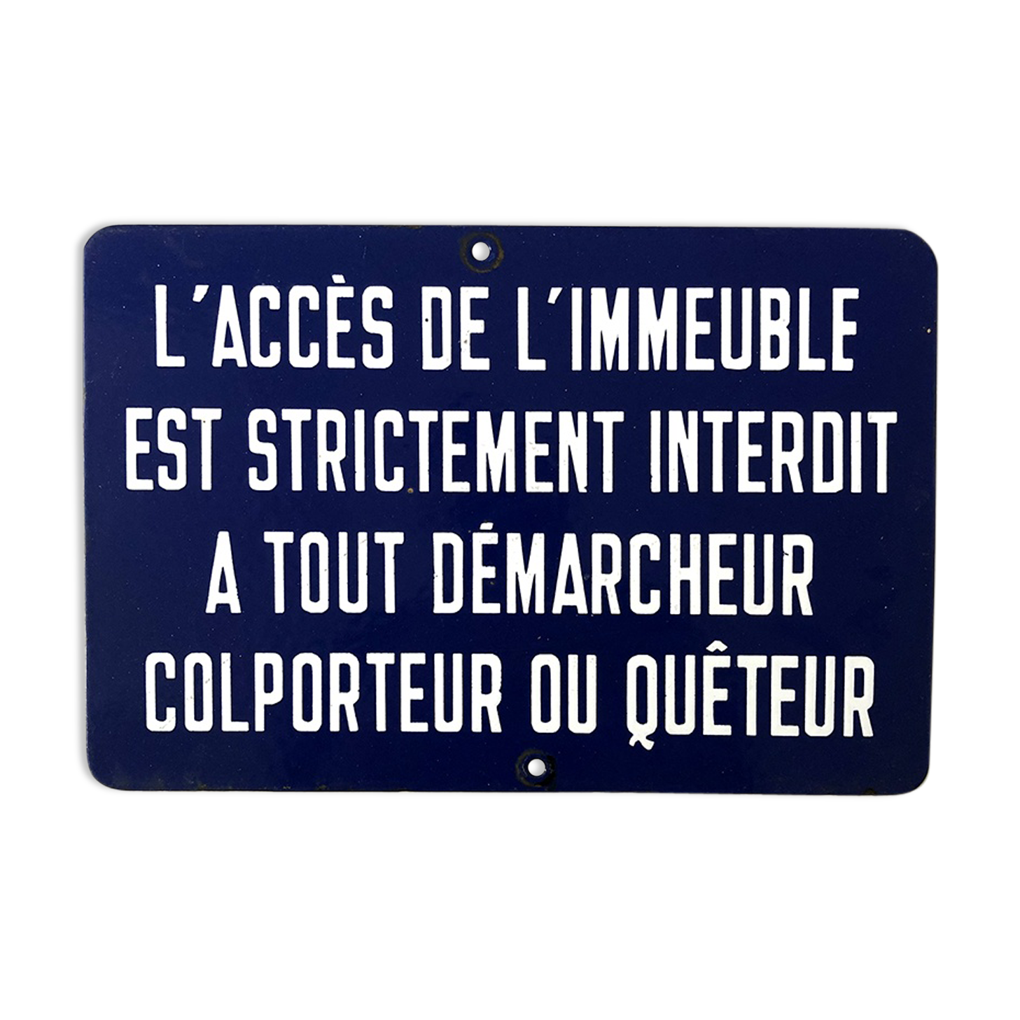 Vintage building entry enamelled plate