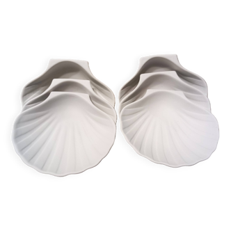 Set of 6 porcelain biscuit scallops