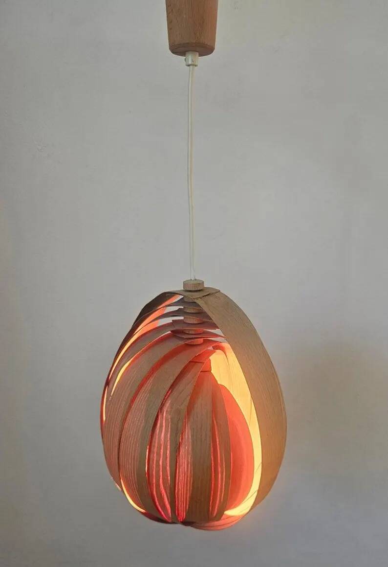 Rare Midcentury Wooden Pendant in style of Hans-Agne Jakobsson, Sweden, 1960s