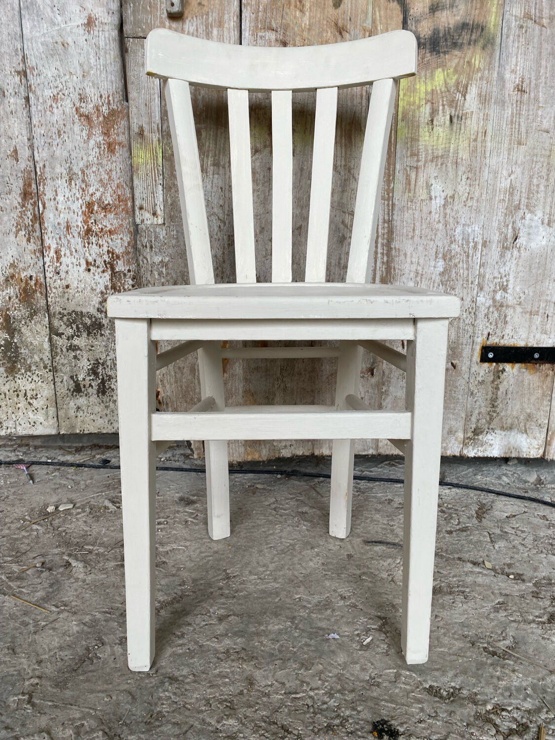 Vintage white wood baumann bistro chair old style #d541
