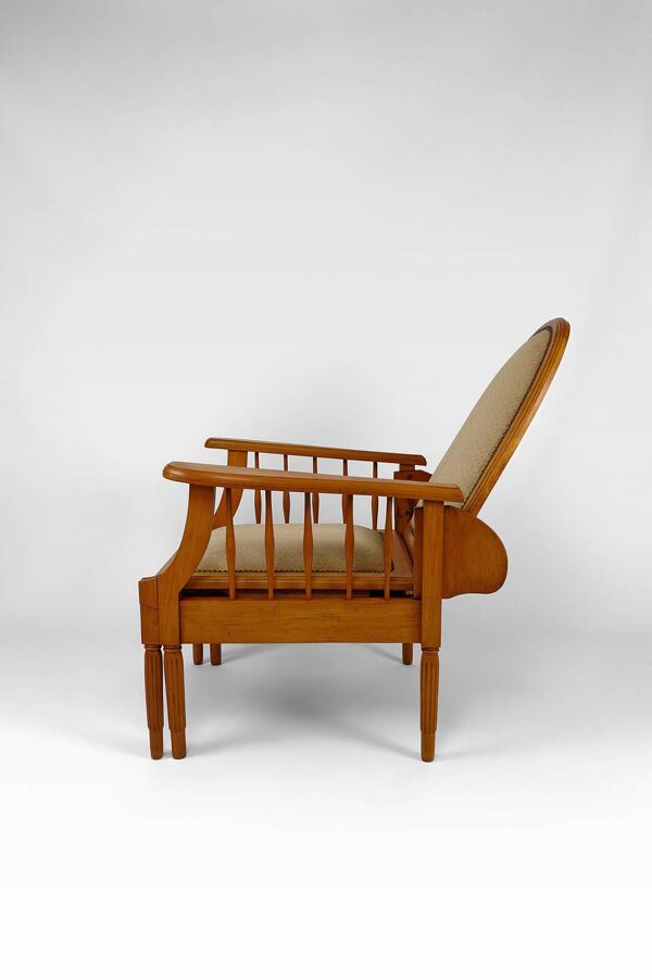 Chaise longue Morris en hêtre, Art Déco, France, Circa 1925