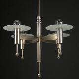Art Deco or Bauhaus Nickel-plated 4-flamming chandelier, 1920s