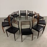 10x Chaises en palissandre modèle 78 par Niels Otto Møller