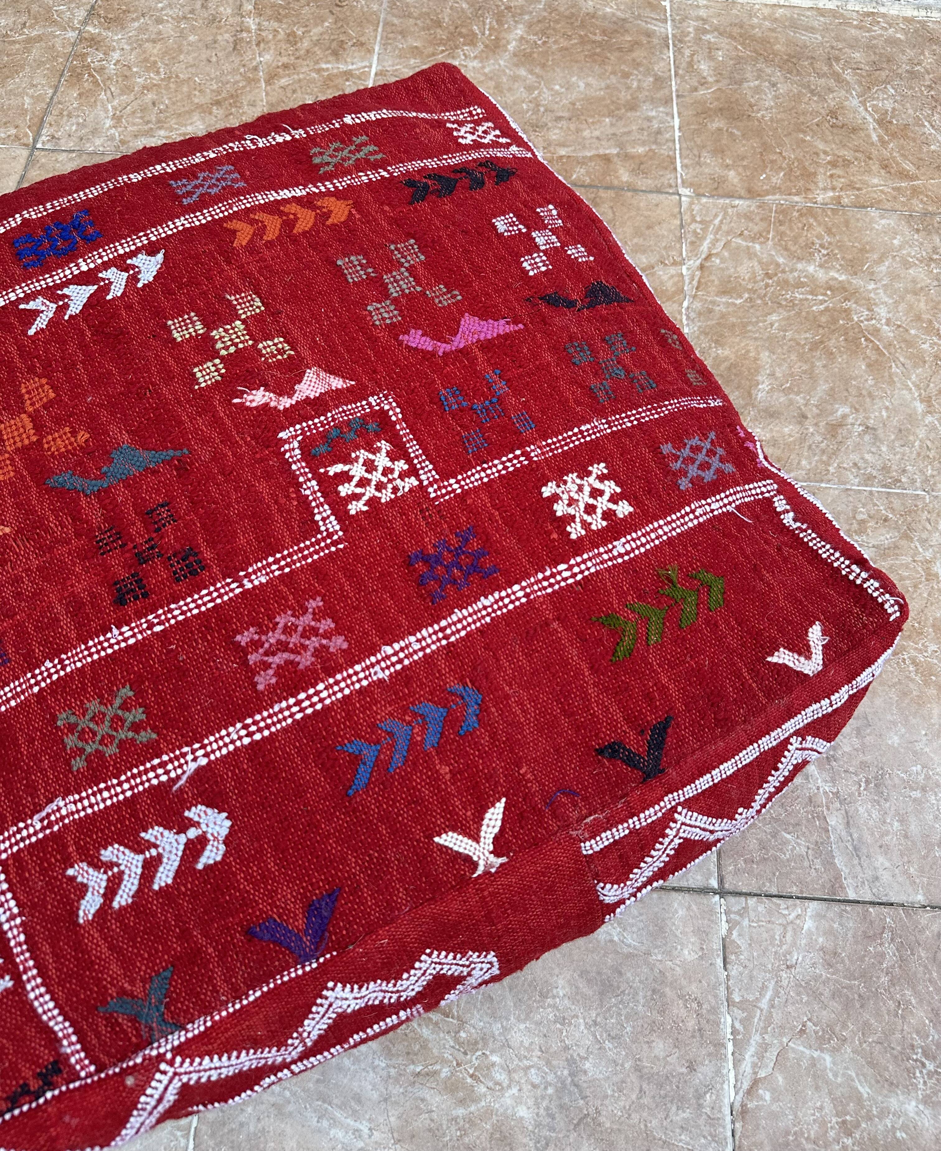 Handmade Berber Kilim pouf, floor cushion