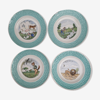 Dessert plates, old, talking theme Fables of the Fountain