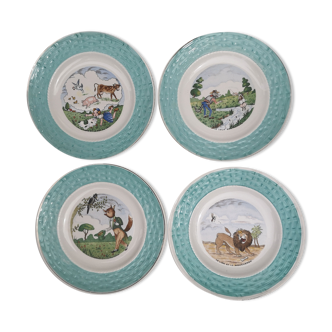 Dessert plates, old, talking theme Fables of the Fountain
