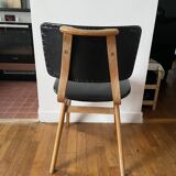 Chair with compass legs in solid wood