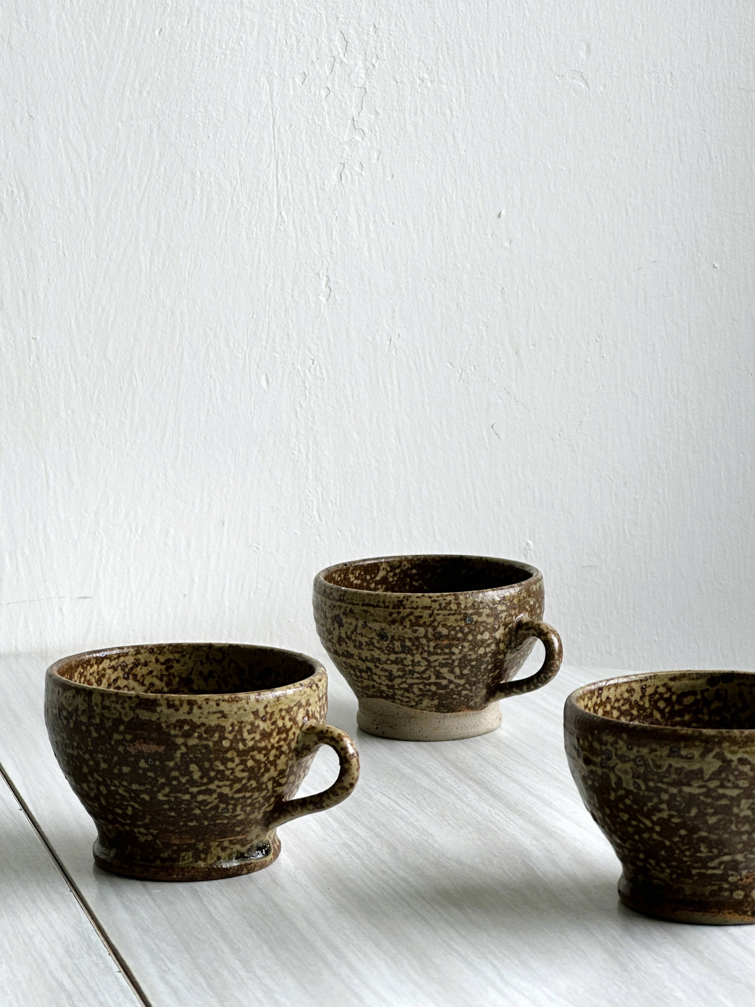 Set of 3 rustic handmade ceramic mugs