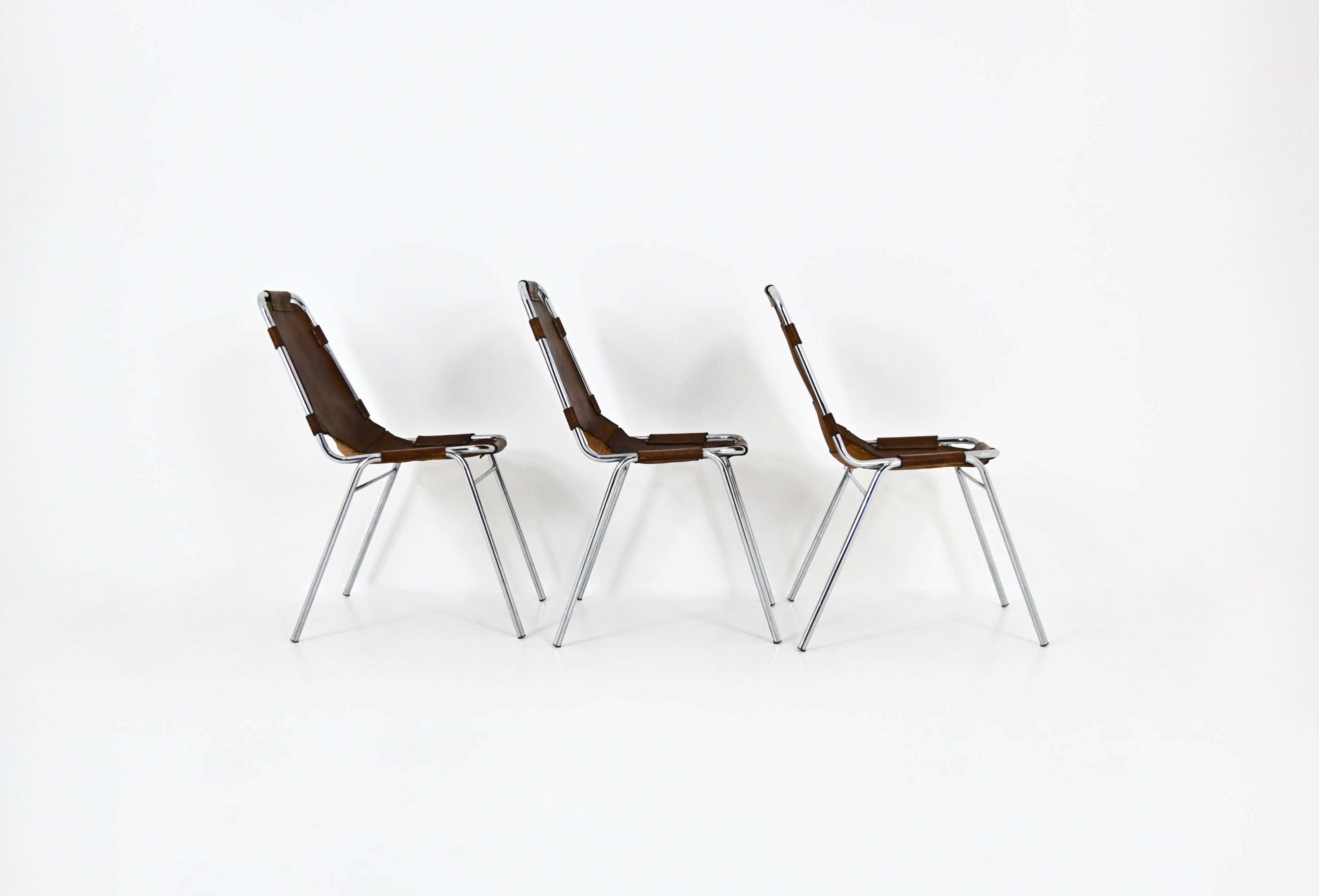 Set of 3 Les Arcs chairs by Charlotte Perriand, 1960s
