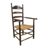 Antique oak wooden farmhouse armchair with cane seat Zutphen