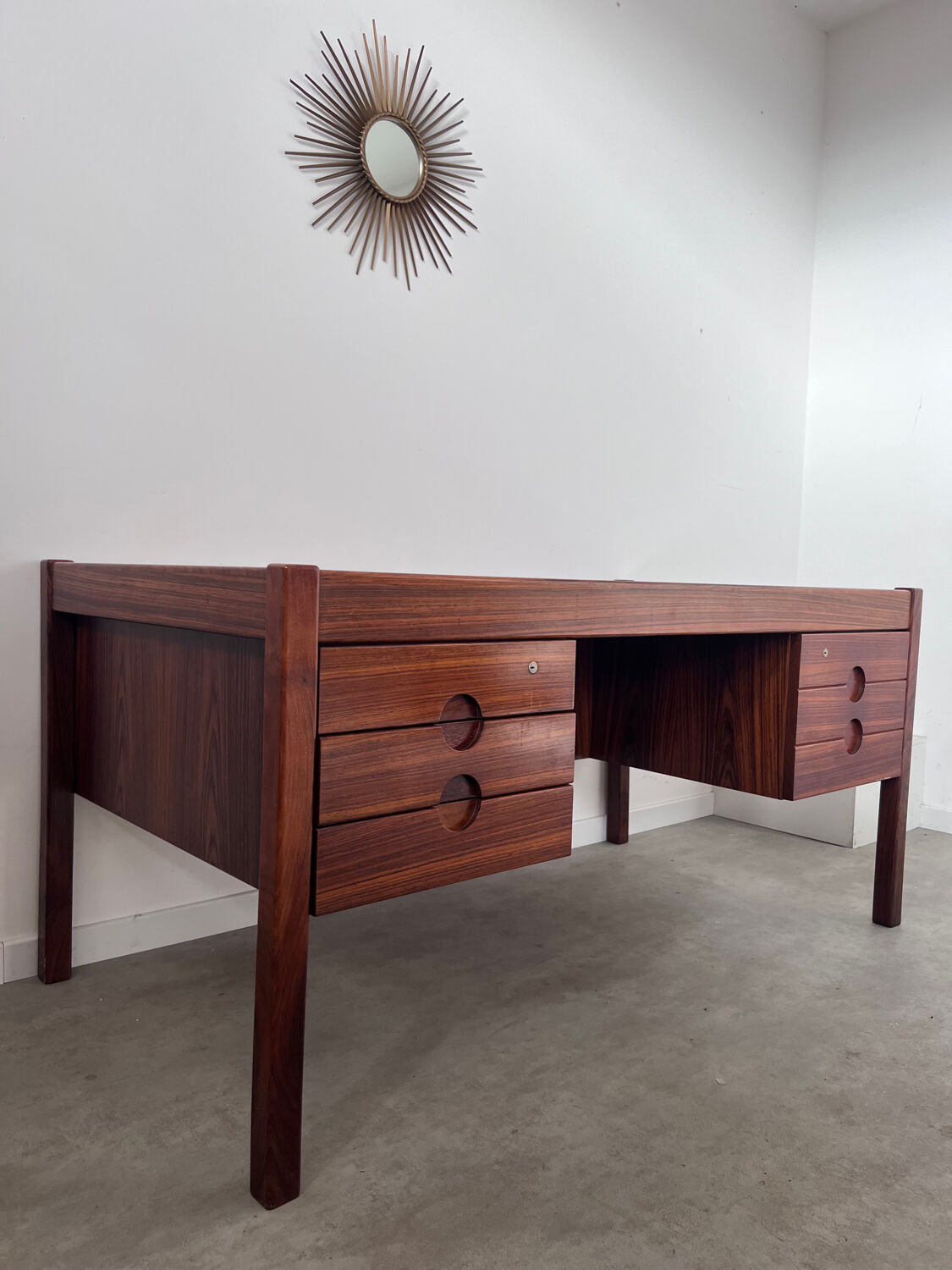 Old Danish Scandinavian desk in rosewood veneer designed by Christian Linneberg
