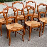 6 Louis Philippe straw chairs
