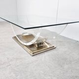 Lucite and brass arch coffee table, 1970s