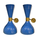 Pair diabolo blue Italian design brass