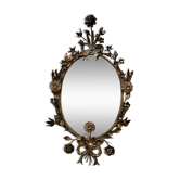 Miroir ovale en métal doré