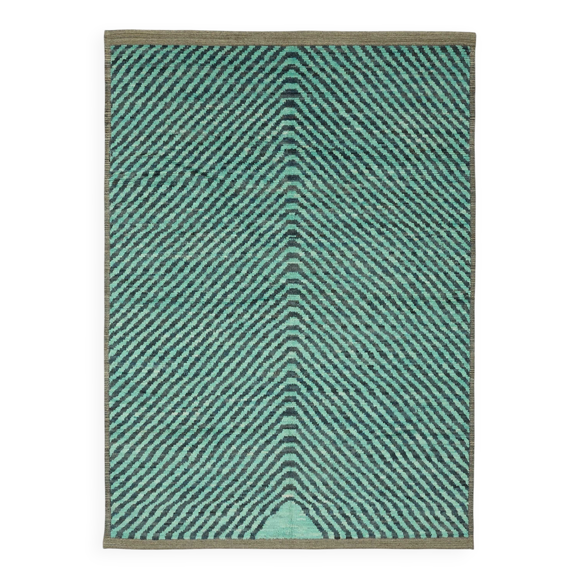 Handmade Turkish One of a Kind 258 cm x 366 cm Blue Wool Carpet
