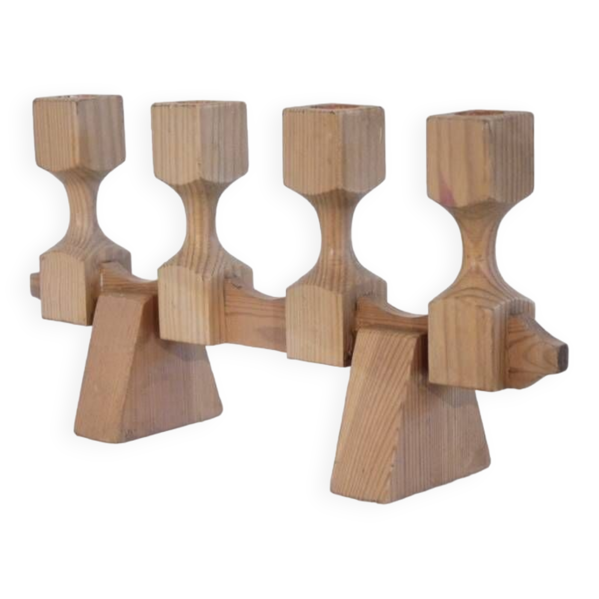 Vintage Scandinavian wooden candlestick 1970