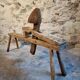 Antique French carpenter's easel – pine and oak carpenter's workbench – 19th century