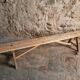 French antique wooden bench – Rustic farmhouse bench – Poplar and chestnut – Late 19th century – 198 cm