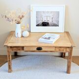 Antique solid wood coffee table with drawer.