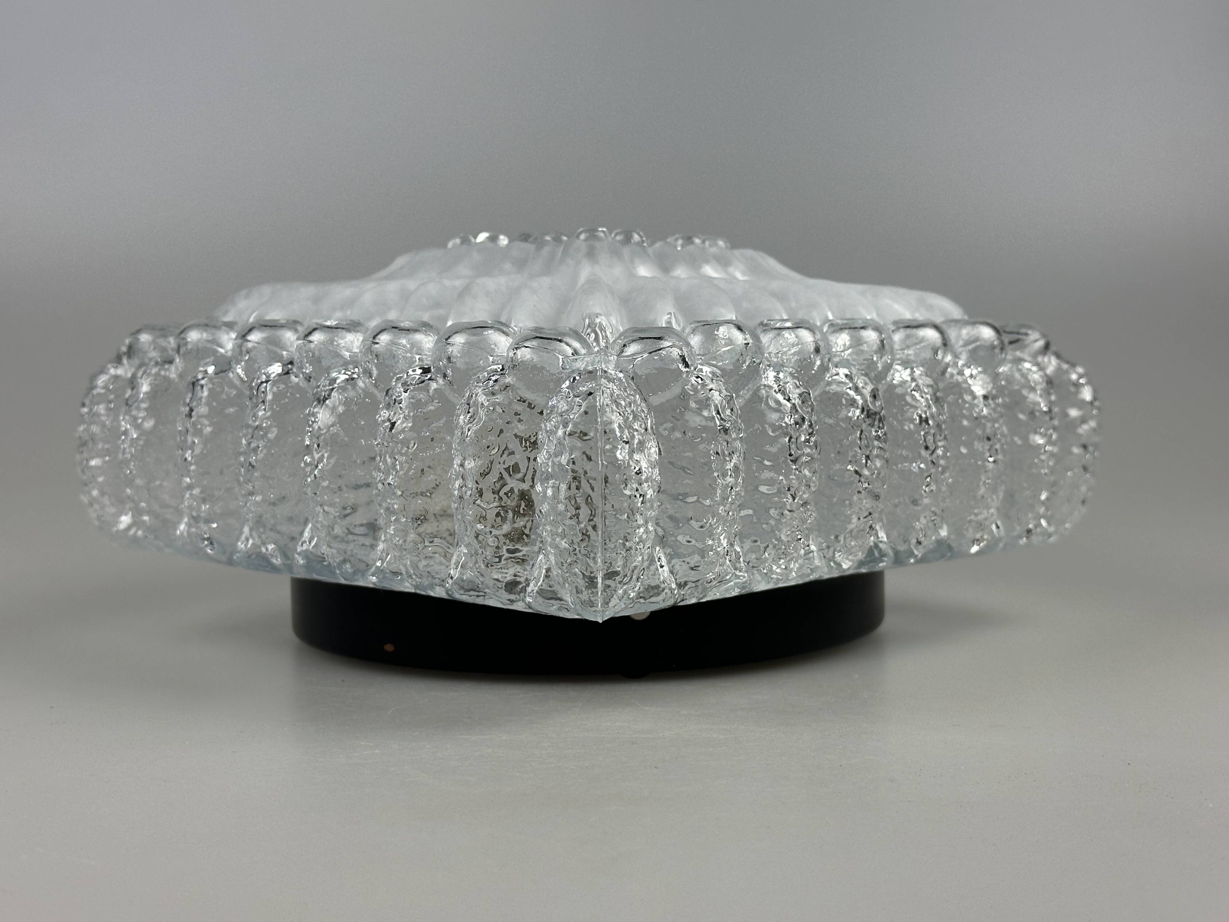 1960s/70s Ceiling Lamp, Flush Mount Glass, German Design