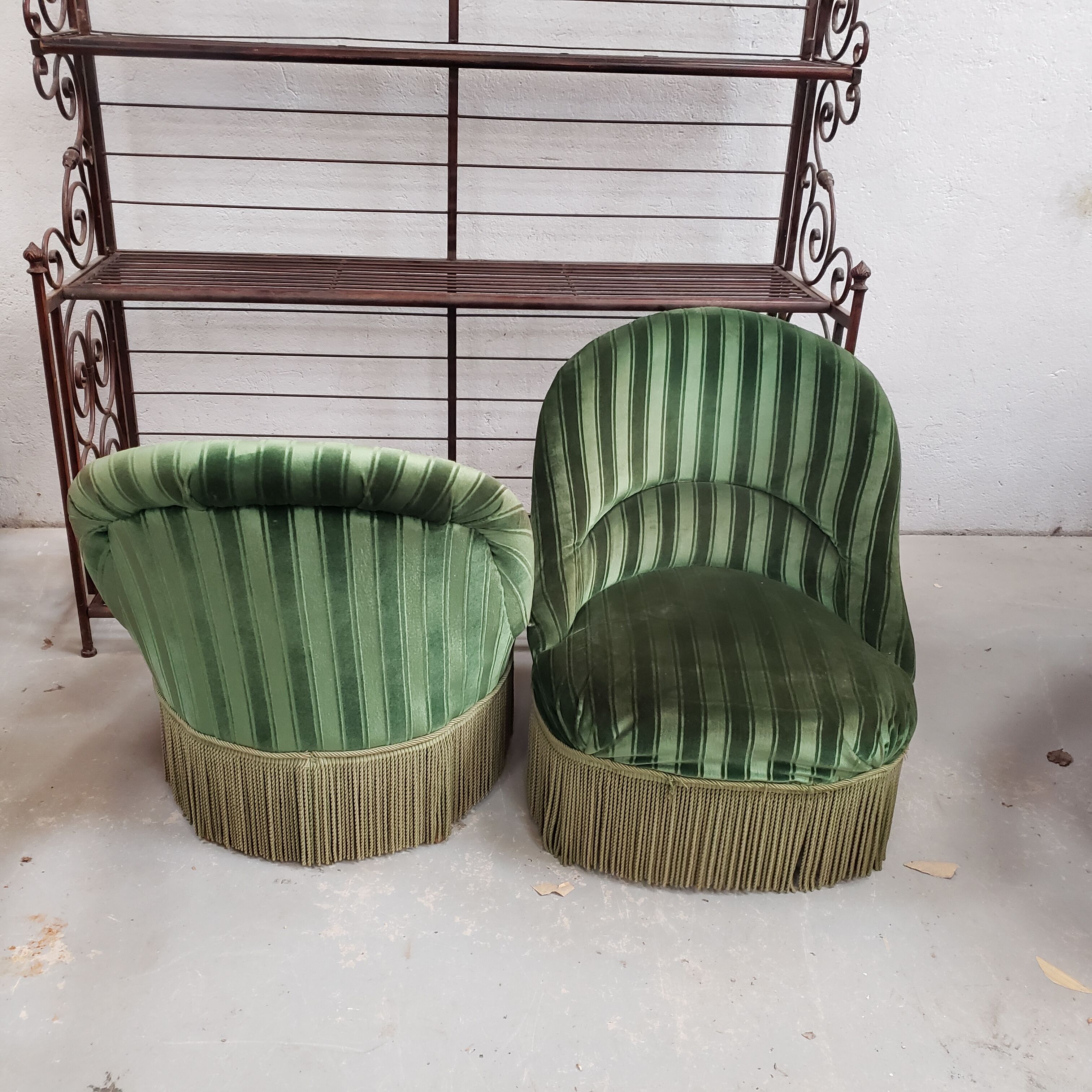 Pair of vintage toad armchairs 50s
