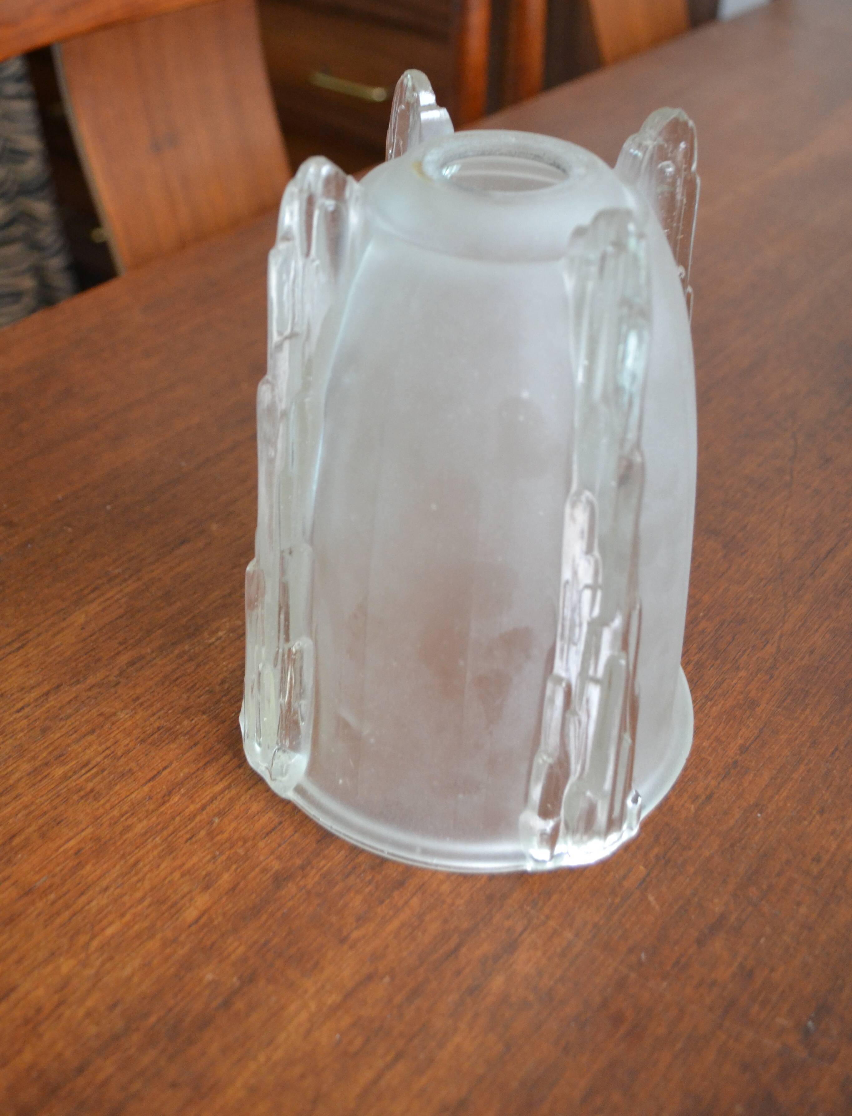 Tulipe art déco verre opalescent de EJC Ezan modèle stalactites
