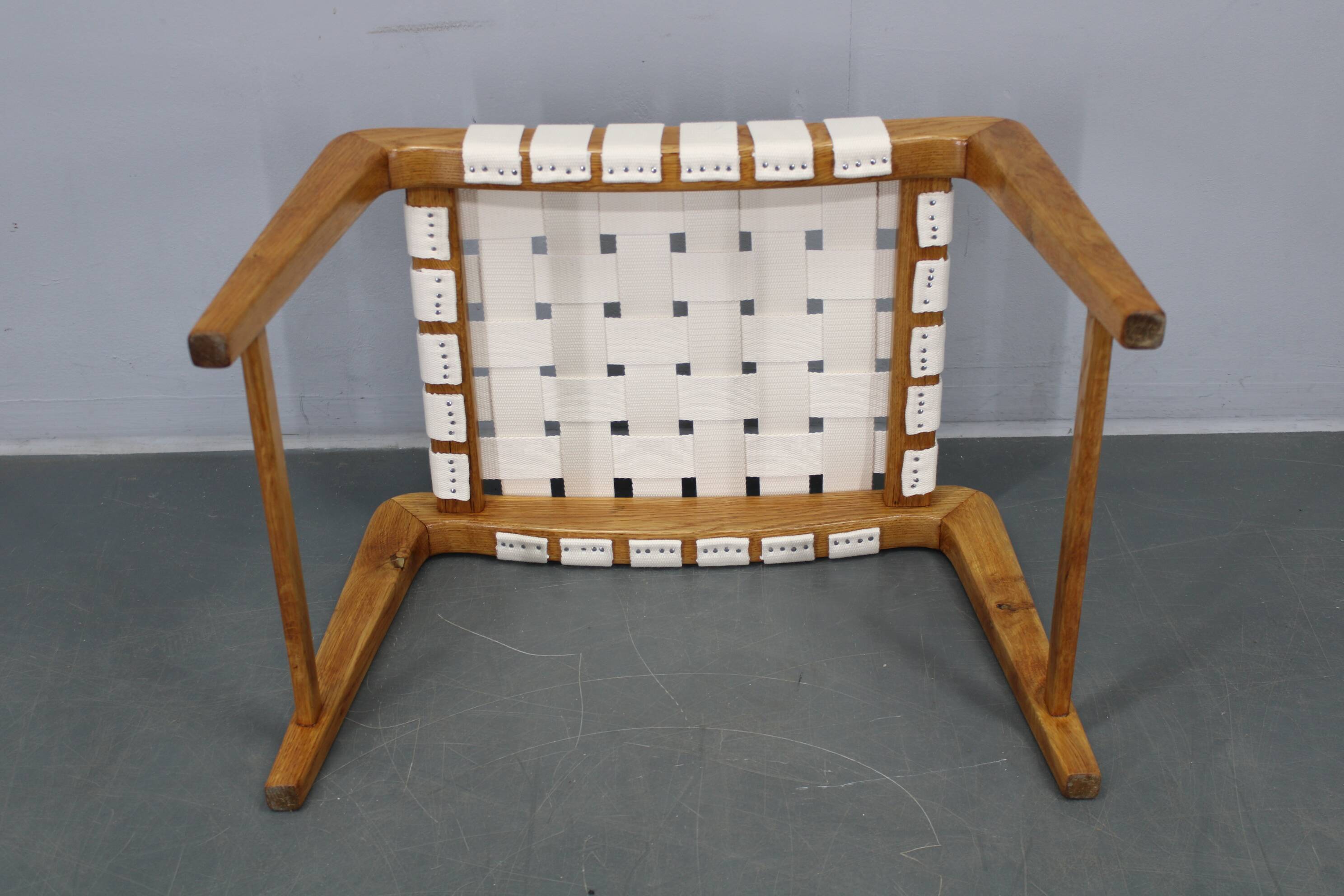 Jan Vaněk mid-century oak stool, Czechoslovakia, 1950s