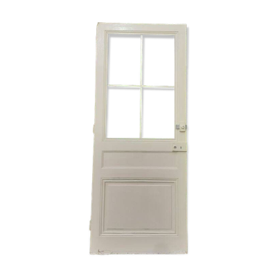 Porte vitrée communication h221,5x90cm ancienne 4 carreaux sans vitrage intérieure