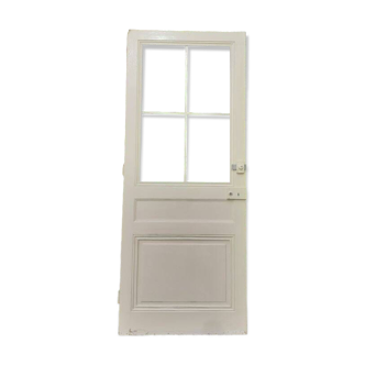 Porte vitrée communication h221,5x90cm ancienne 4 carreaux sans vitrage intérieure