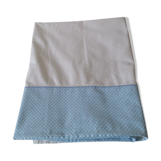 Drap d'enfant bordure pois bleus