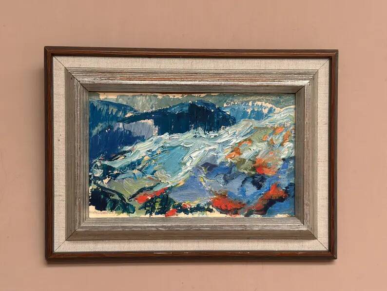 Oil on panel original Swedish - "Landscape" by Greta Liljeblad - Signed - vintage and framed - 30 × 22 cm (11.8" × 8.7")